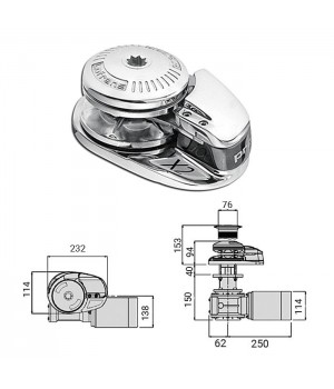 Лебедка якорная 'X2' без барабана, 1000Вт, 12В, цепь 6мм