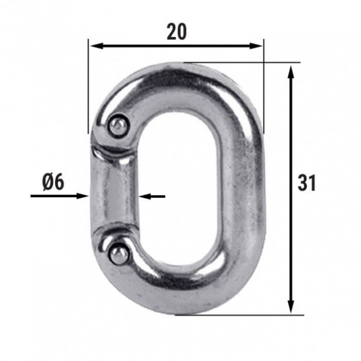 Звено ремонтное для цепи 6мм, нерж. сталь AISI316